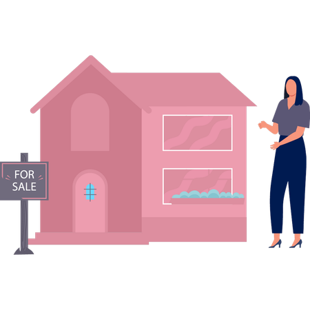 Female is showing the house for sale  Illustration