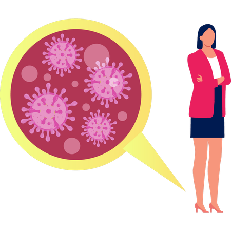 Female is standing with virus  Illustration