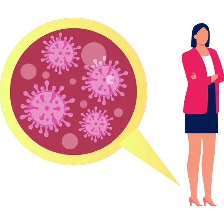 Female is standing with virus  Illustration