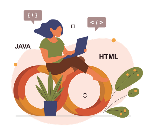 Female JavaScript developer Illustration