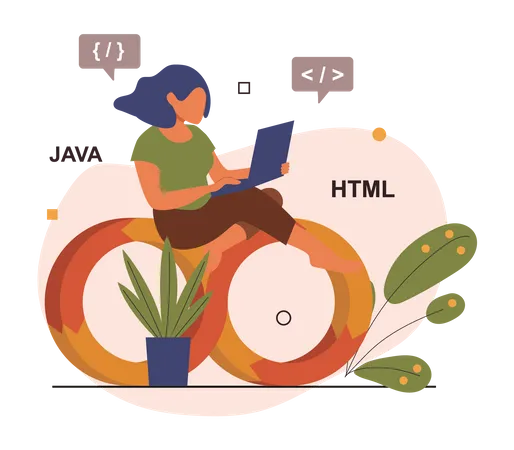 Female JavaScript developer  Illustration