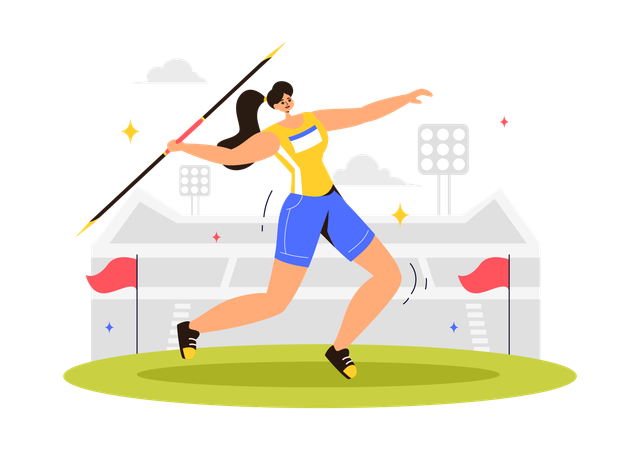 Female javelin thrower Throw Javelin  Illustration