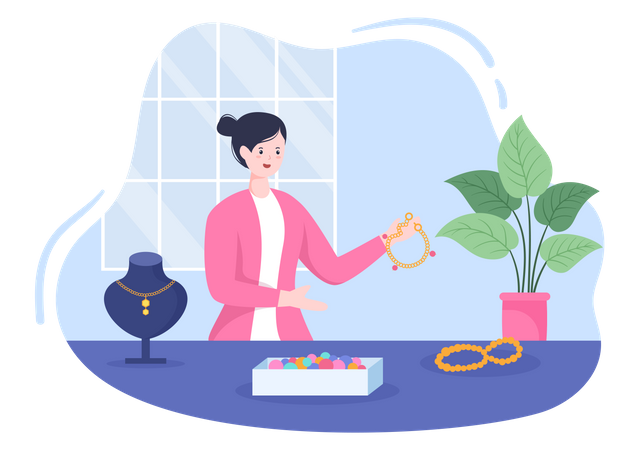 Female Jewelry Maker  Illustration