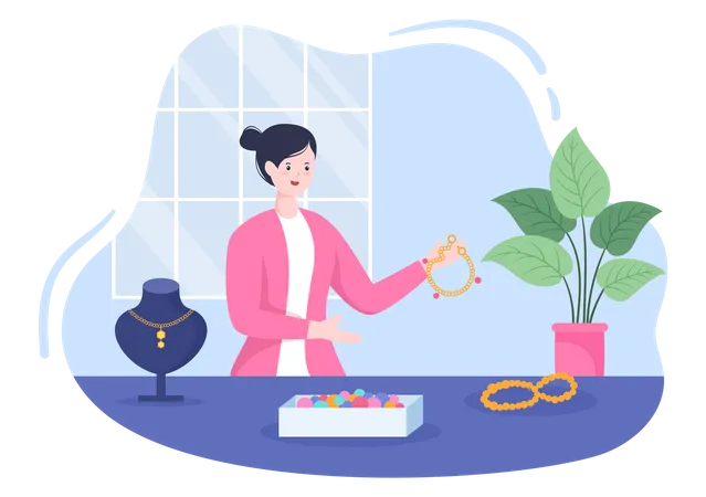 Female Jewelry Maker  Illustration