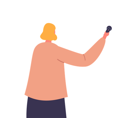 Female Journalist with Microphone Illustration