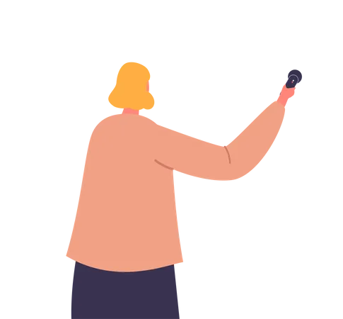 Female Journalist with Microphone  Illustration