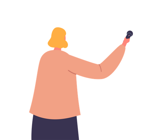 Female Journalist with Microphone  Illustration