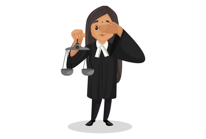 Female judge holding balancing tool in her hand Illustration
