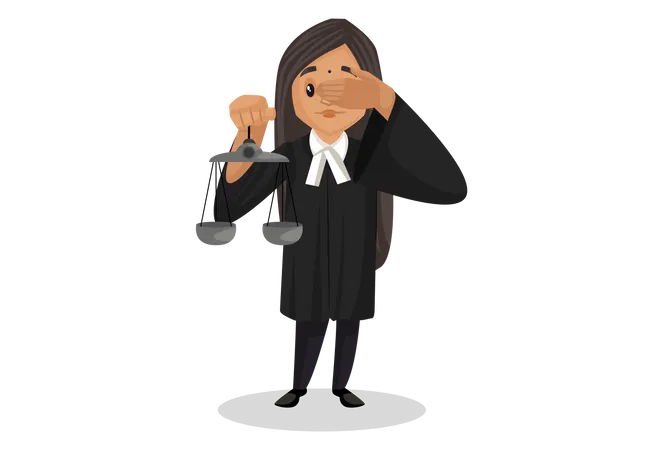 Female judge holding balancing tool in her hand  Illustration