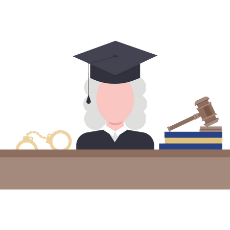 Female judge is in the courtroom  Illustration