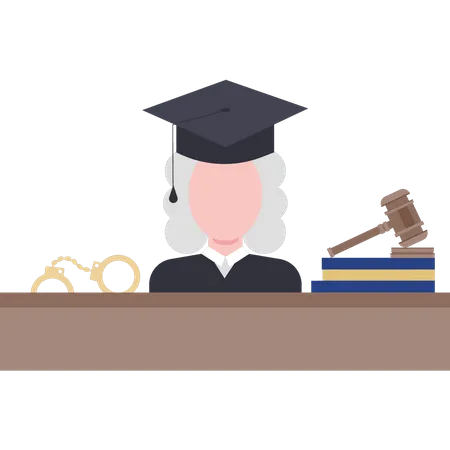 The Female Judge Is In The Courtroom Illustration
