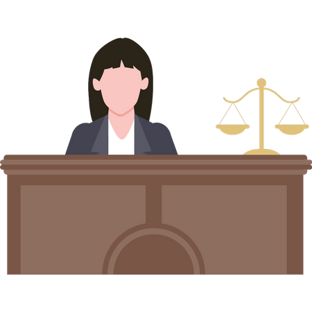 Female judge is present in the court  Illustration