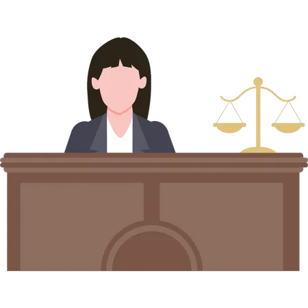 A Female Judge Is Present In The Court Illustration