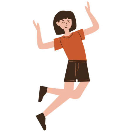 Female jumping in air  Illustration