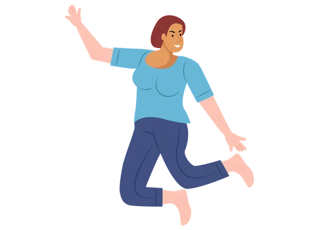 Female Jumping In Air  Illustration