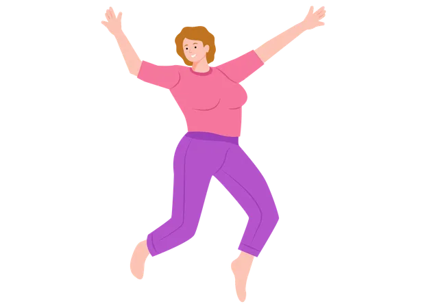 Female Jumping In Air  Illustration