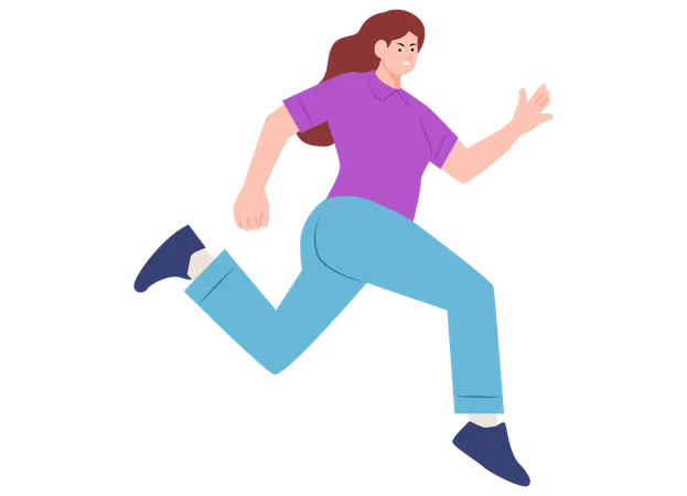 Female Jumping In Air  Illustration