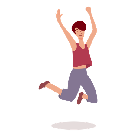 Female jumping in air  Illustration