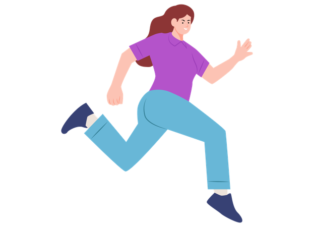 Female Jumping In Air  Illustration