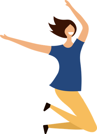 Female Jumping In Air  Illustration