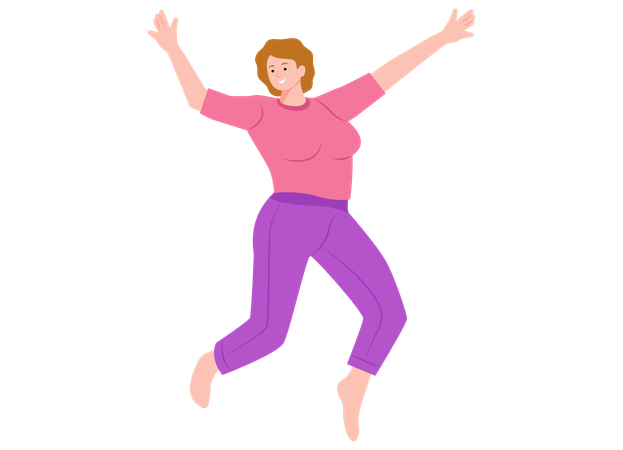 Female Jumping In Air  Illustration
