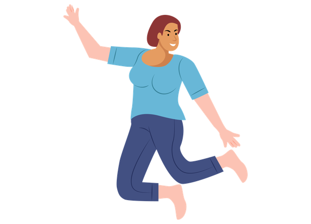 Female Jumping In Air  Illustration