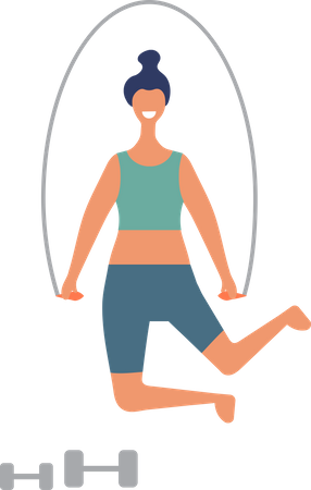 Female jumping with rope Illustration