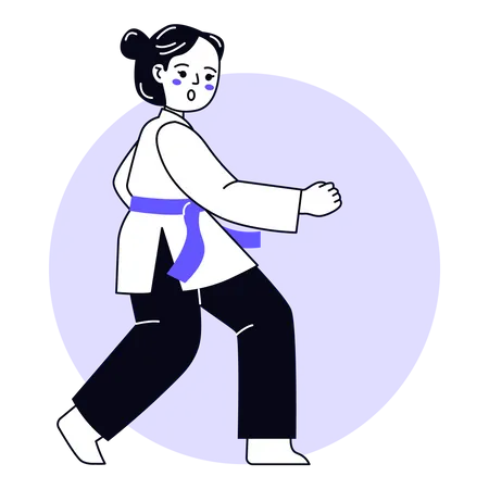 Female Karate Player Illustration