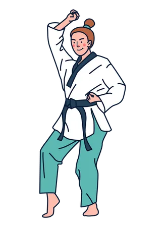Female Karate Player doing practice Illustration