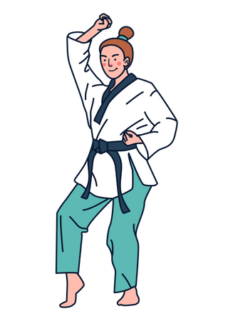 Female Karate Player doing practice  Illustration