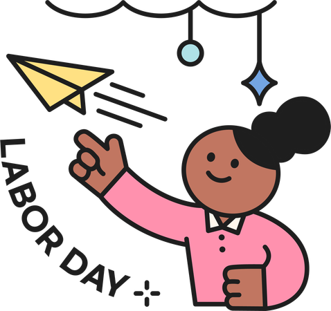 Female labor Paper Plane  Illustration