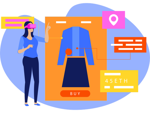 Female Launching New Business Using Vr Technology  Illustration