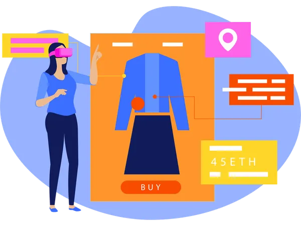 Female Launching New Business Using Vr Technology  Illustration