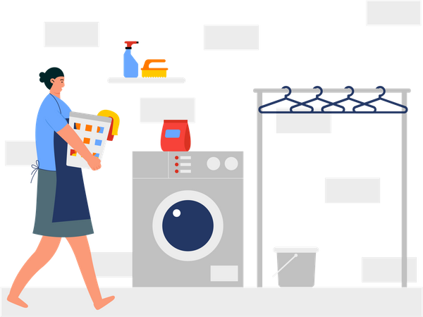 Female laundry worker  Illustration