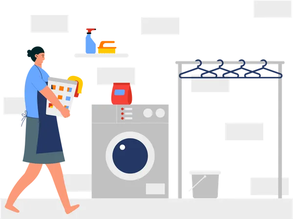 Female laundry worker  Illustration