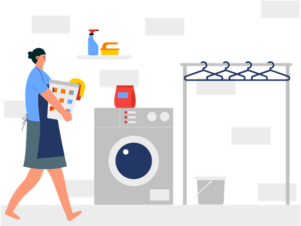 Female laundry worker  Illustration