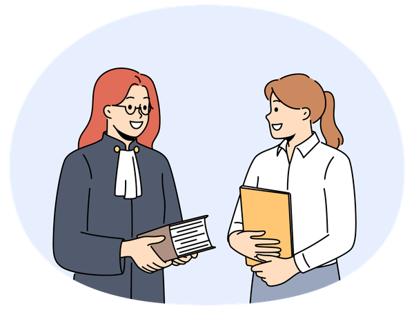 オフィスで働く女性弁護士とパラリーガル  イラスト