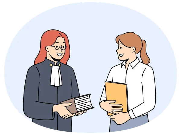 オフィスで働く女性弁護士とパラリーガル  イラスト
