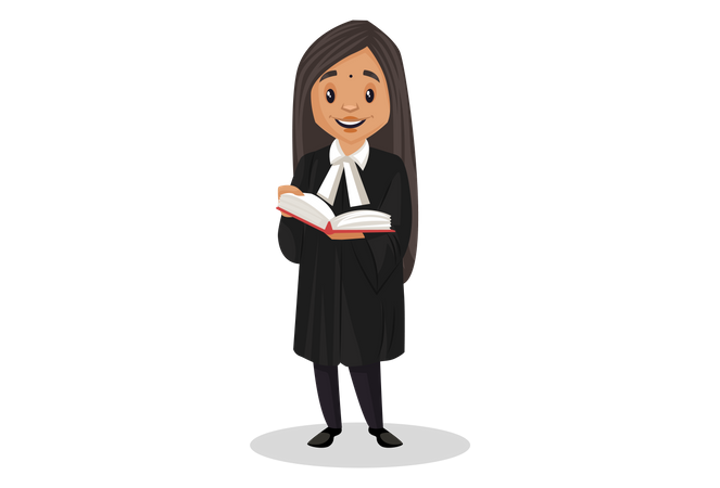 Female lawyer holding book in her hand Illustration
