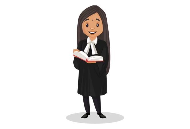 Female lawyer holding book in her hand Illustration