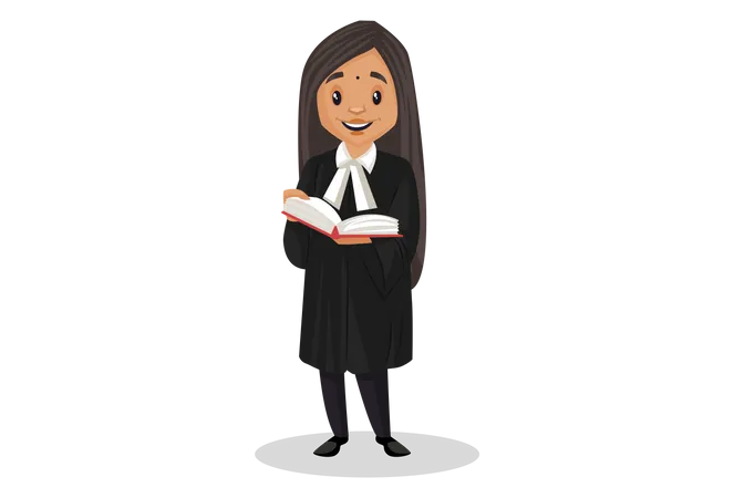 Female lawyer holding book in her hand  Illustration