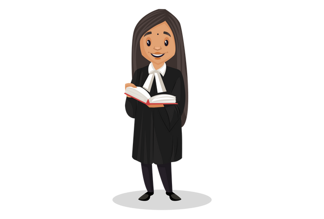 Female lawyer holding book in her hand  Illustration