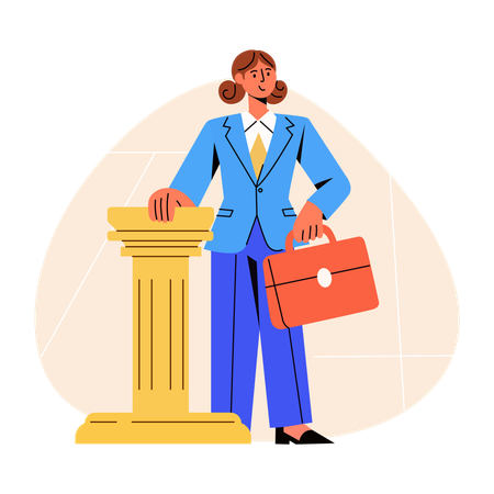 Female Lawyer holding briefcase  Illustration