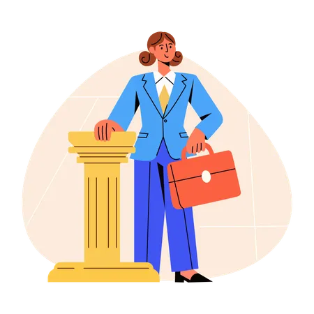 Female Lawyer holding briefcase  Illustration