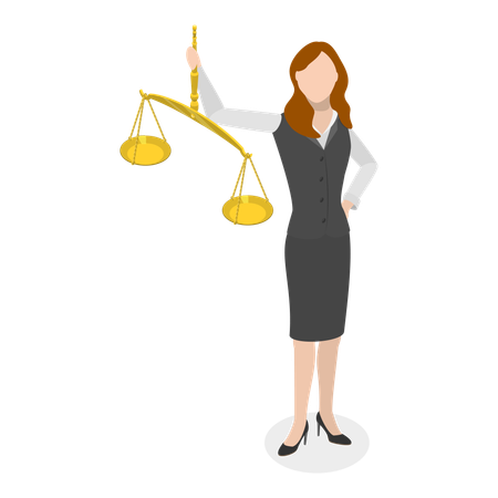 Female lawyer holding Law scale  Illustration