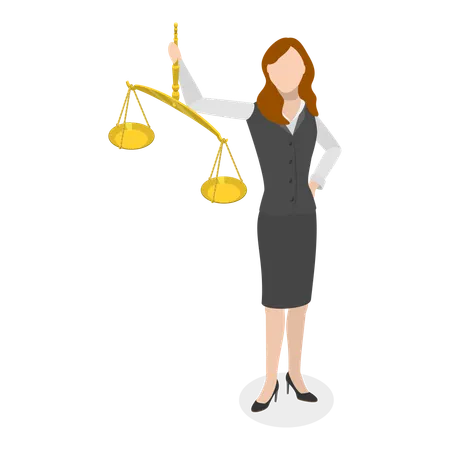 Female lawyer holding Law scale  Illustration