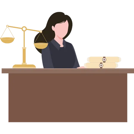 Female lawyer is working on legal documents  イラスト