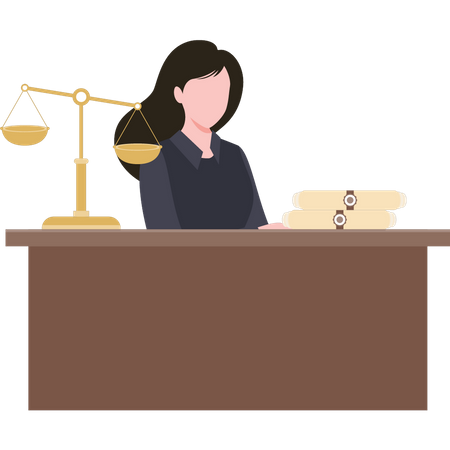 Female lawyer is working on legal documents  Illustration