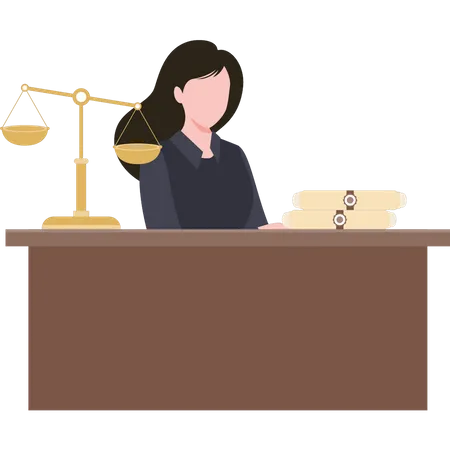 Female lawyer is working on legal documents  Illustration