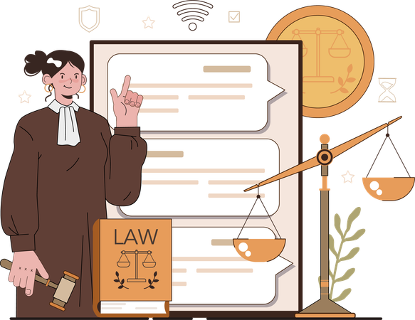 Female lawyer passes new law  Illustration